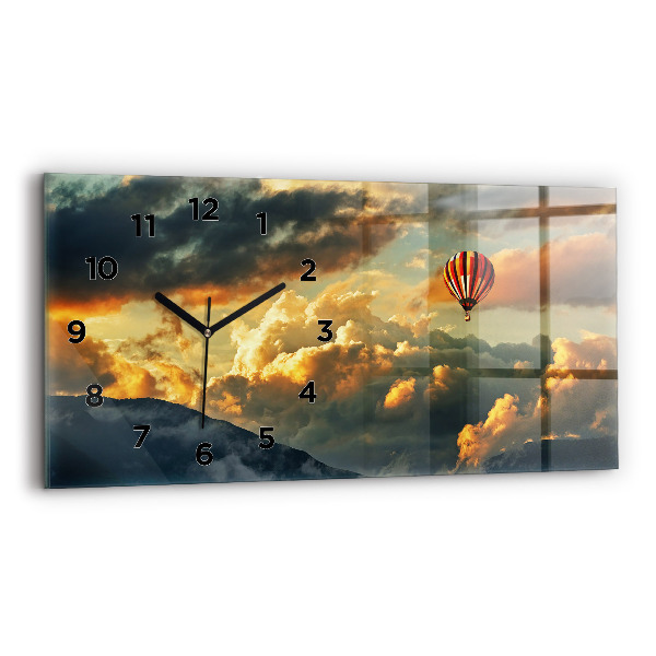 Horizontal wall clock Balloon flight in the clouds