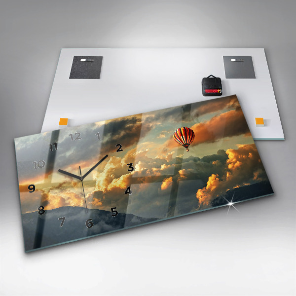 Horizontal wall clock Balloon flight in the clouds