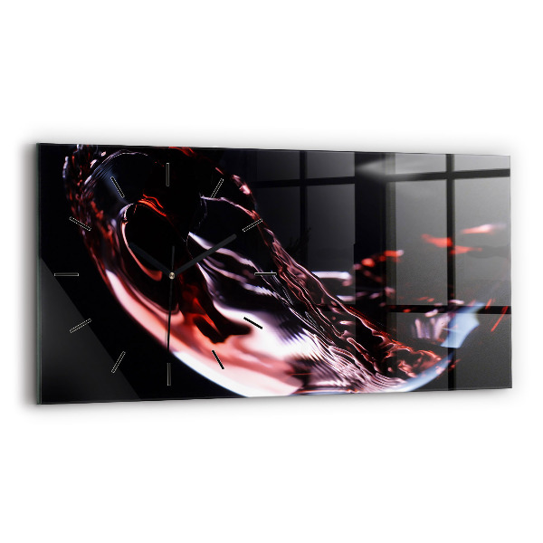 Horizontal wall clock Glass of wine