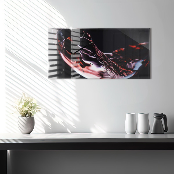 Horizontal wall clock Glass of wine