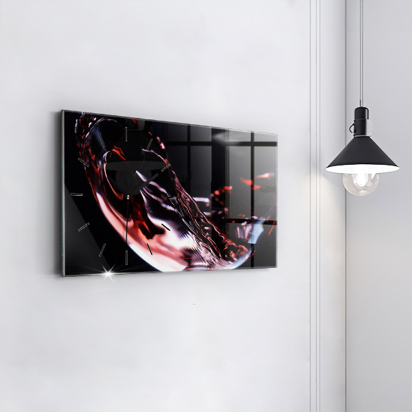 Horizontal wall clock Glass of wine
