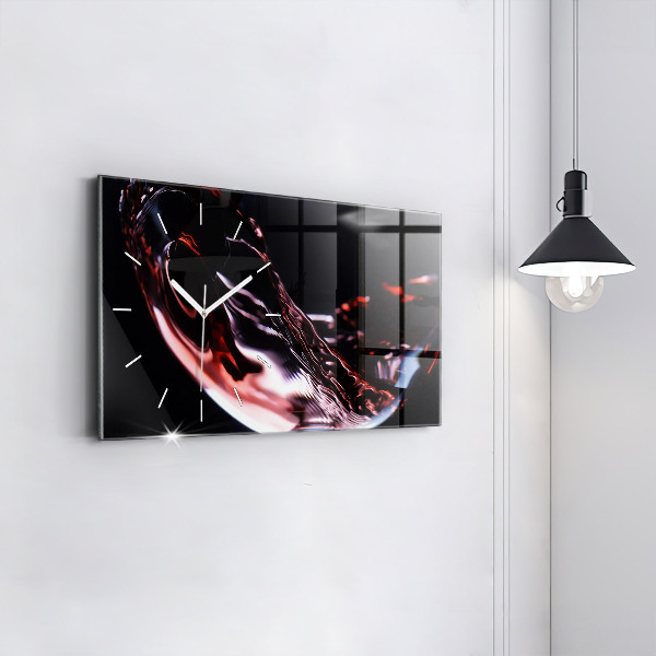 Horizontal wall clock Glass of wine