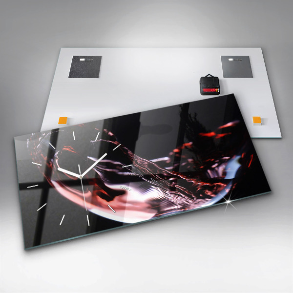 Horizontal wall clock Glass of wine
