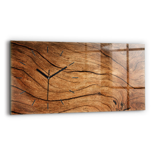 Horizontal wall clock Old wood