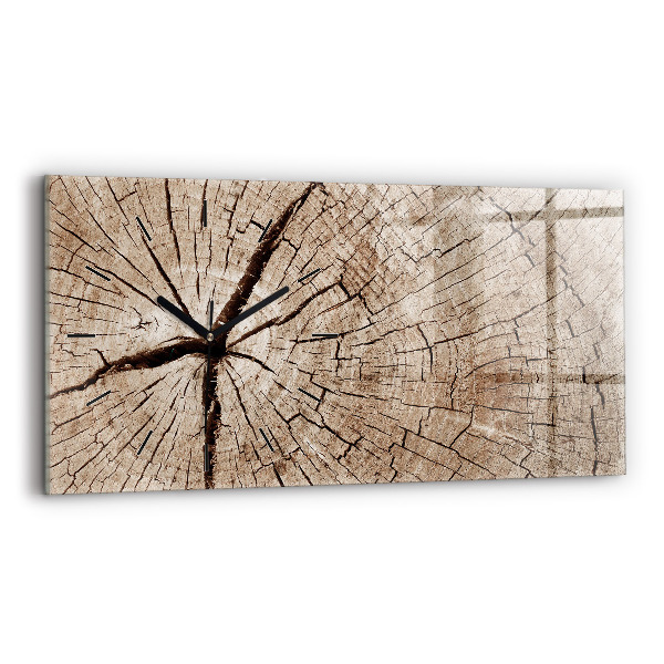 Horizontal wall clock Old wood stump
