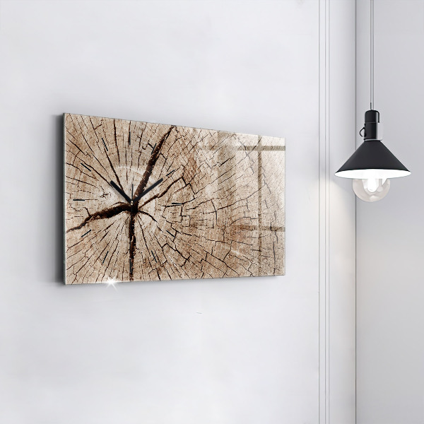 Horizontal wall clock Old wood stump