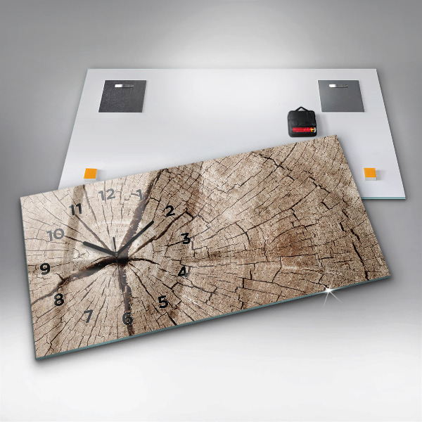 Horizontal wall clock Old wood stump