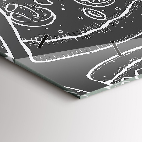 Horizontal wall clock Painted pizza