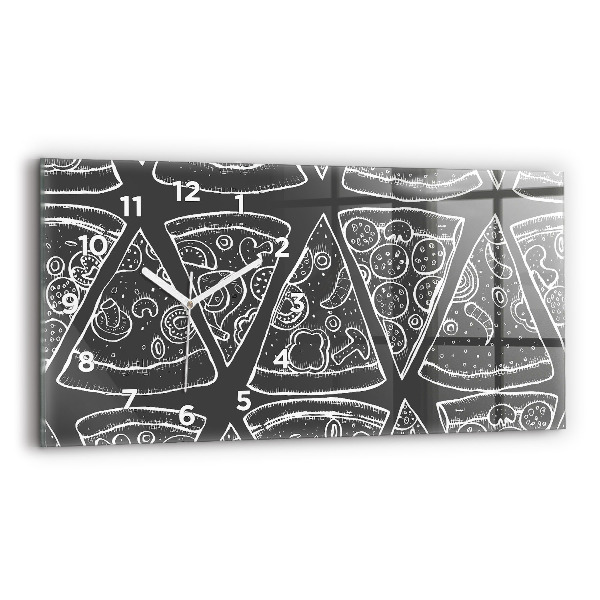 Horizontal wall clock Painted pizza