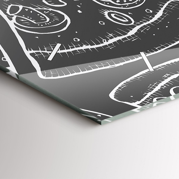 Horizontal wall clock Painted pizza