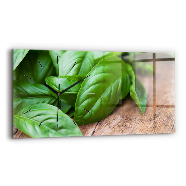 Horizontal wall clock Basil leaves