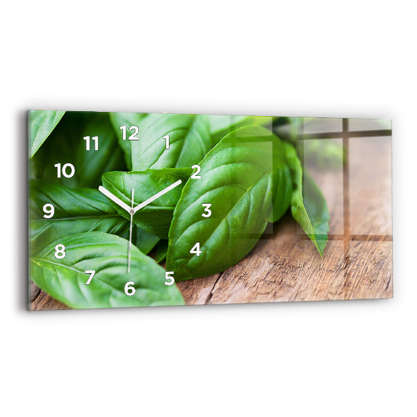 Horizontal wall clock Basil leaves