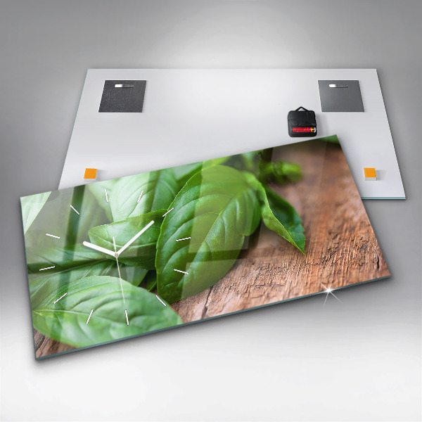 Horizontal wall clock Basil leaves