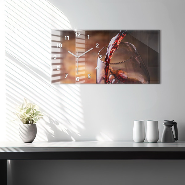 Horizontal wall clock A glass of wine