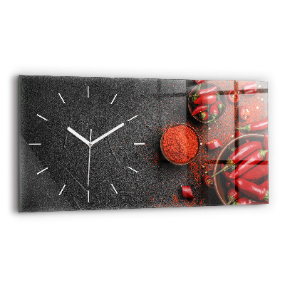 Horizontal wall clock Red peppers