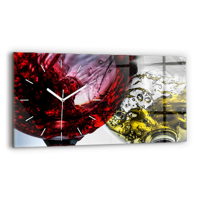 Horizontal wall clock Glasses of wine