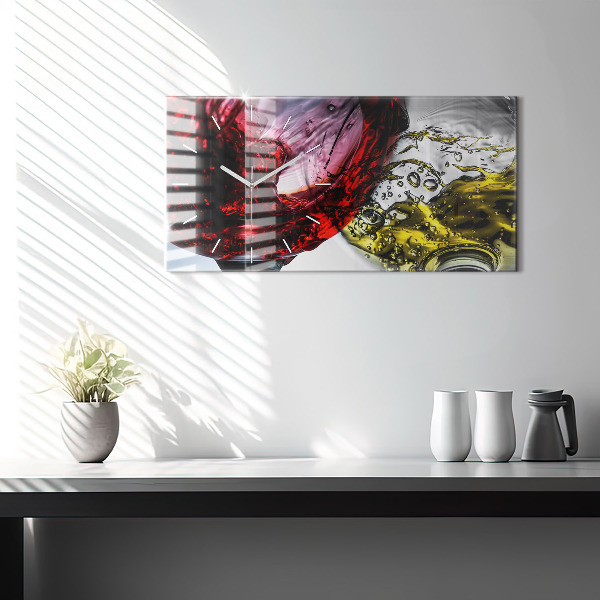 Horizontal wall clock Glasses of wine