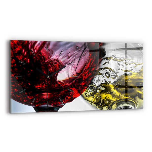 Horizontal wall clock Glasses of wine
