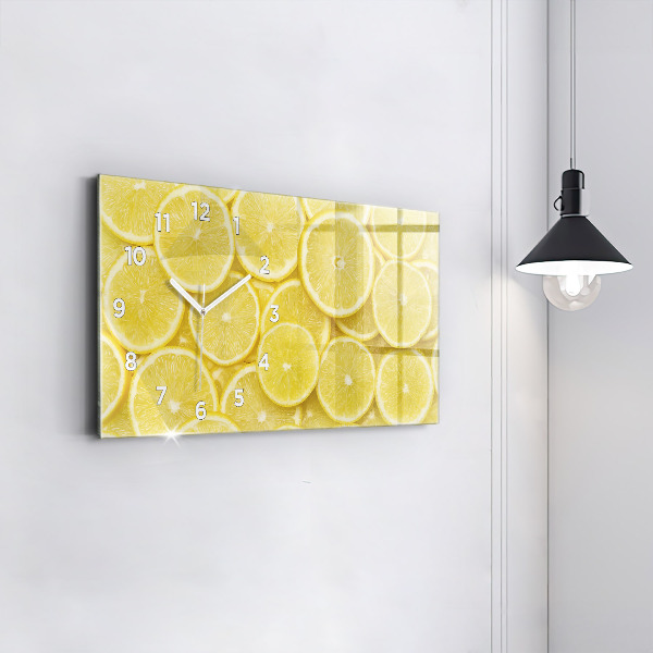 Horizontal wall clock Lemon slices