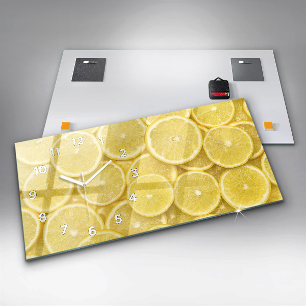 Horizontal wall clock Lemon slices