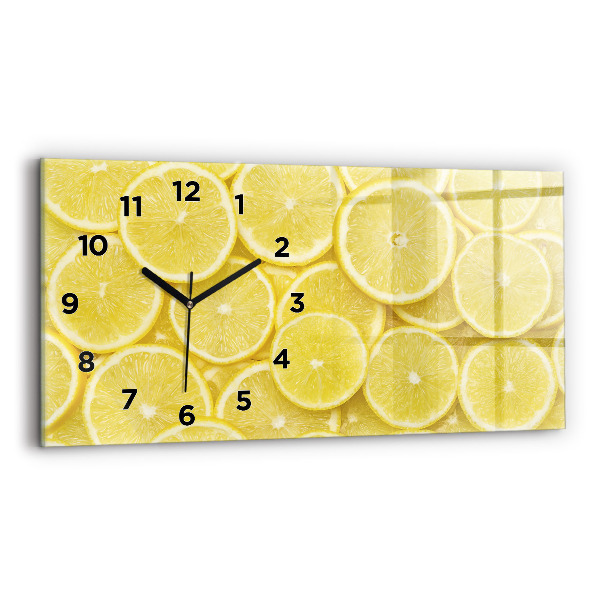 Horizontal wall clock Lemon slices