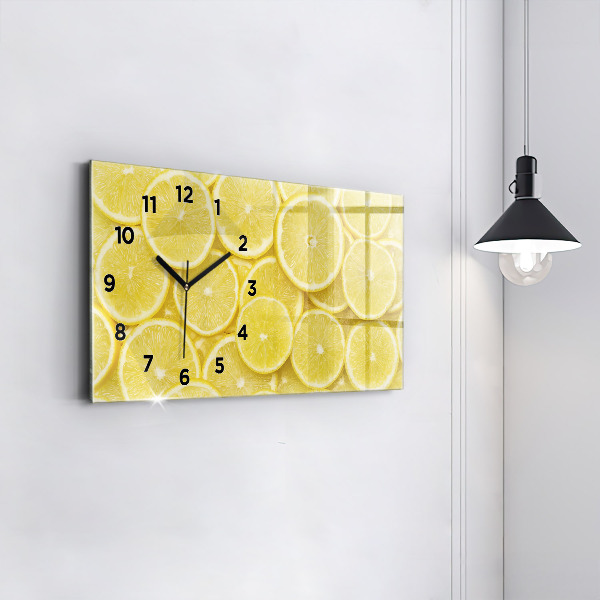 Horizontal wall clock Lemon slices