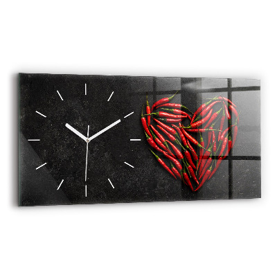 Horizontal wall clock Heart of peppers