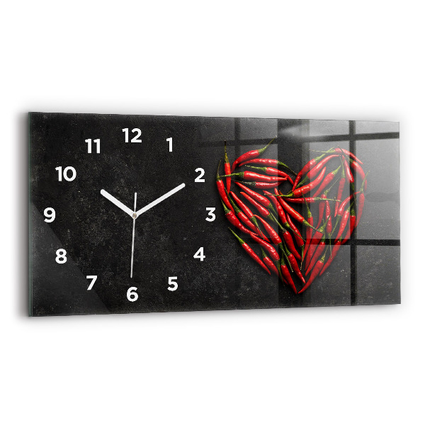 Horizontal wall clock Heart of peppers
