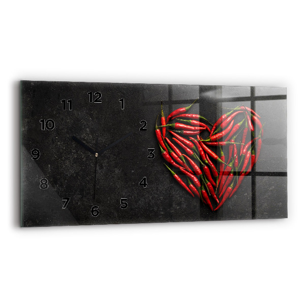 Horizontal wall clock Heart of peppers