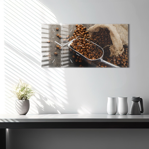 Horizontal wall clock A bag of coffee beans