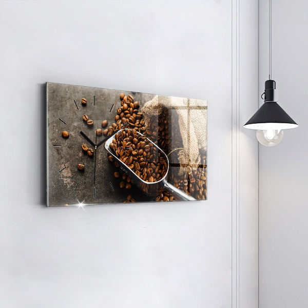 Horizontal wall clock A bag of coffee beans