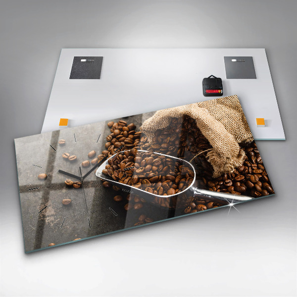 Horizontal wall clock A bag of coffee beans