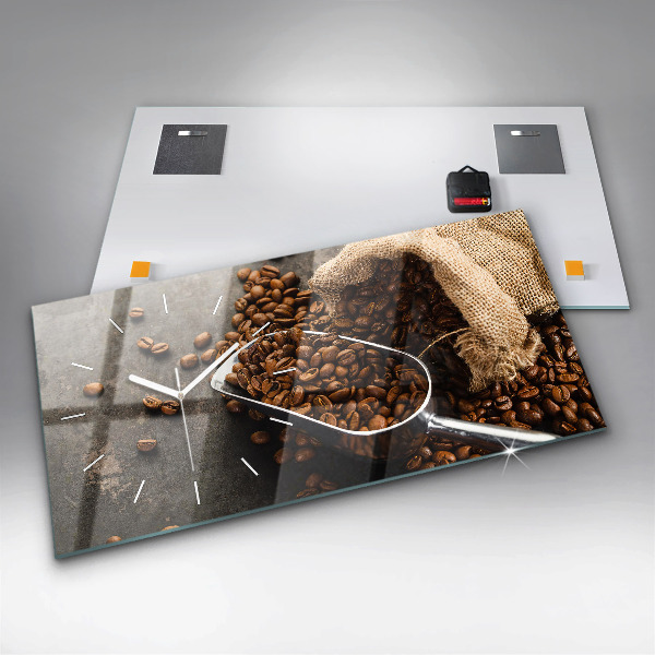Horizontal wall clock A bag of coffee beans