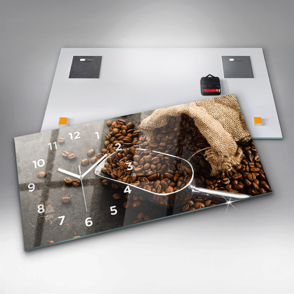 Horizontal wall clock A bag of coffee beans