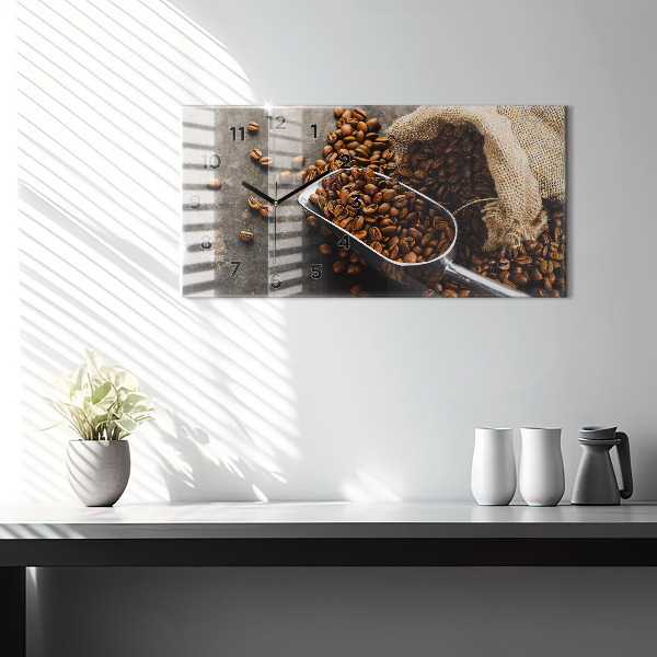 Horizontal wall clock A bag of coffee beans