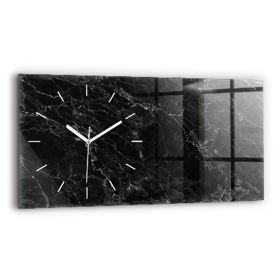 Horizontal wall clock Dark marble