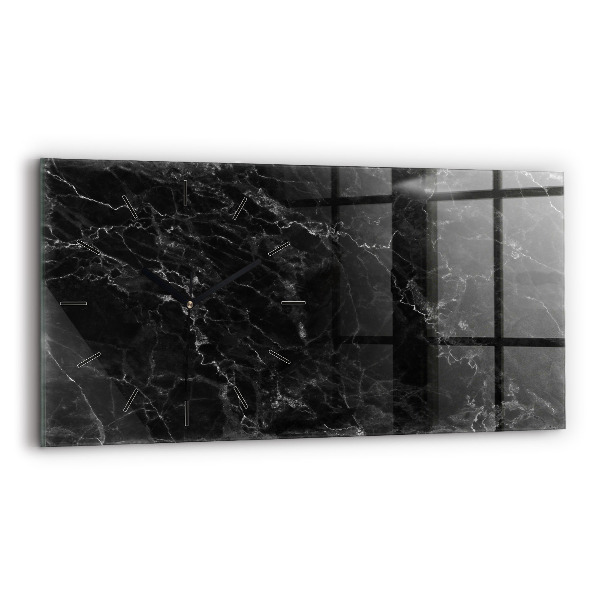 Horizontal wall clock Dark marble