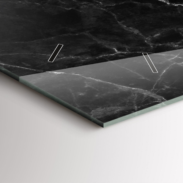 Horizontal wall clock Dark marble