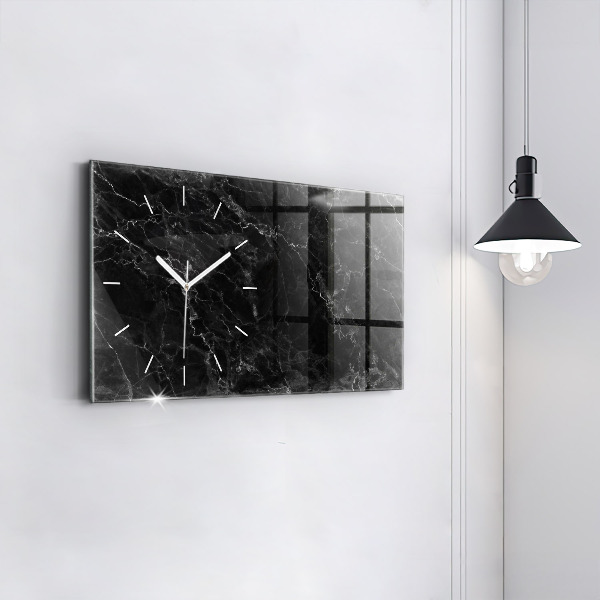 Horizontal wall clock Dark marble