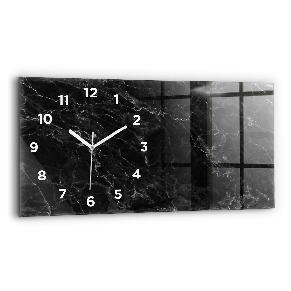 Horizontal wall clock Dark marble