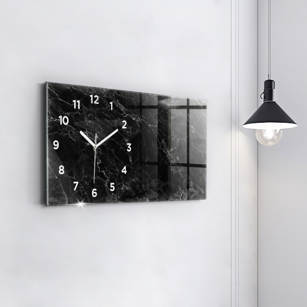 Horizontal wall clock Dark marble