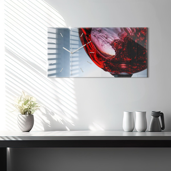 Horizontal wall clock Glass of wine