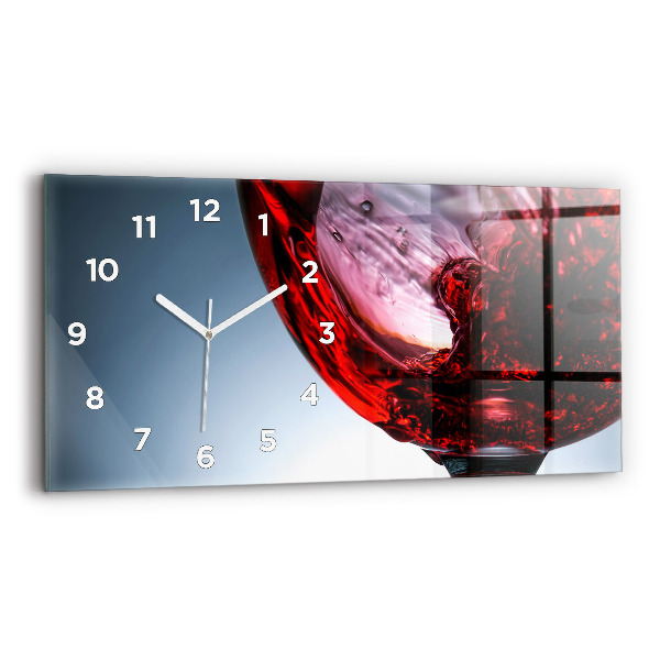 Horizontal wall clock Glass of wine