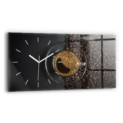 Horizontal wall clock A cup of coffee