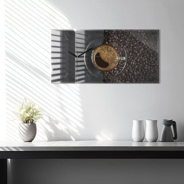 Horizontal wall clock A cup of coffee