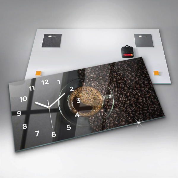 Horizontal wall clock A cup of coffee