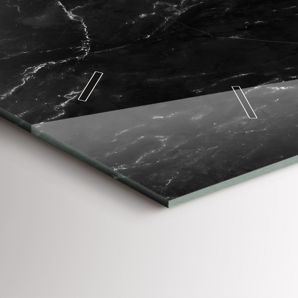 Horizontal wall clock Black marble