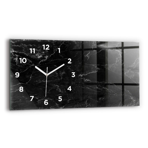 Horizontal wall clock Black marble