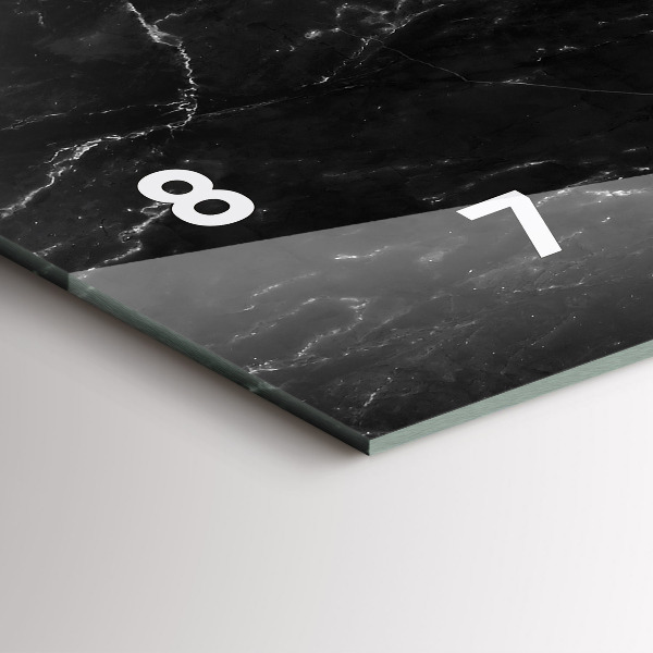 Horizontal wall clock Black marble