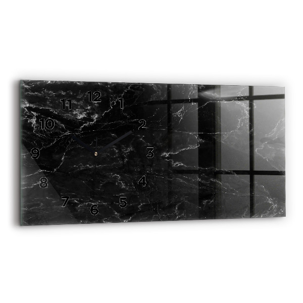 Horizontal wall clock Black marble